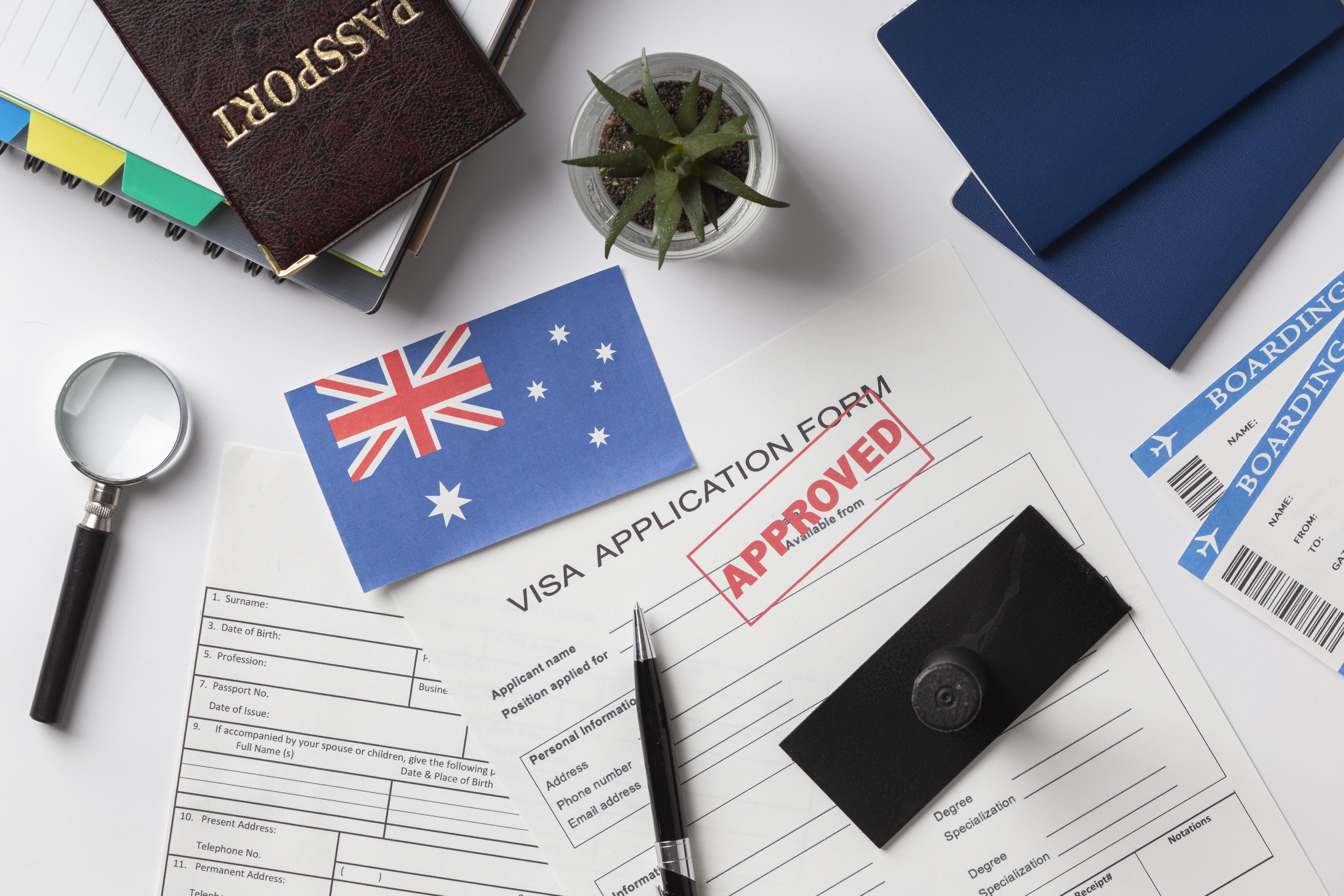 Visa Application Composition With Australian Flag